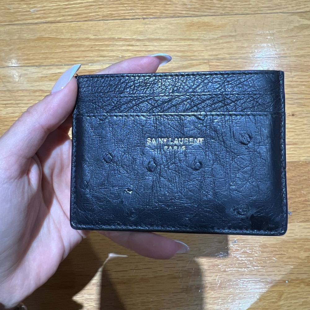 Yves Saint Laurent Black Leather Key & Card Holder